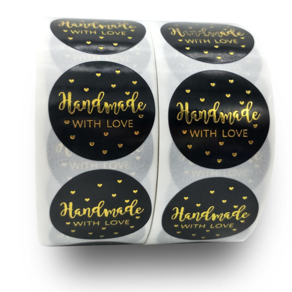Black Label Stickers Foil Thank You Stickers 1'' 500pcs Taste Business Order Home Hand Made Labels Wedding Envelope Seals