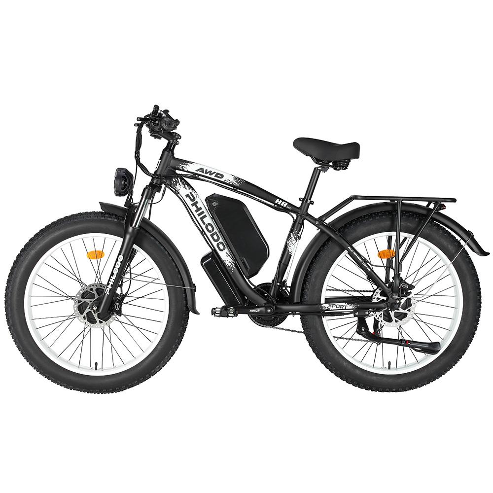 Elektrofahrrad Philodo H8 26" 3000W Motor All-Terrain E-Bike 48V 26AH 21 Gänge Fat Tire Erwachsenen E-Bike Maximale Zuladung 150Kg Weiß