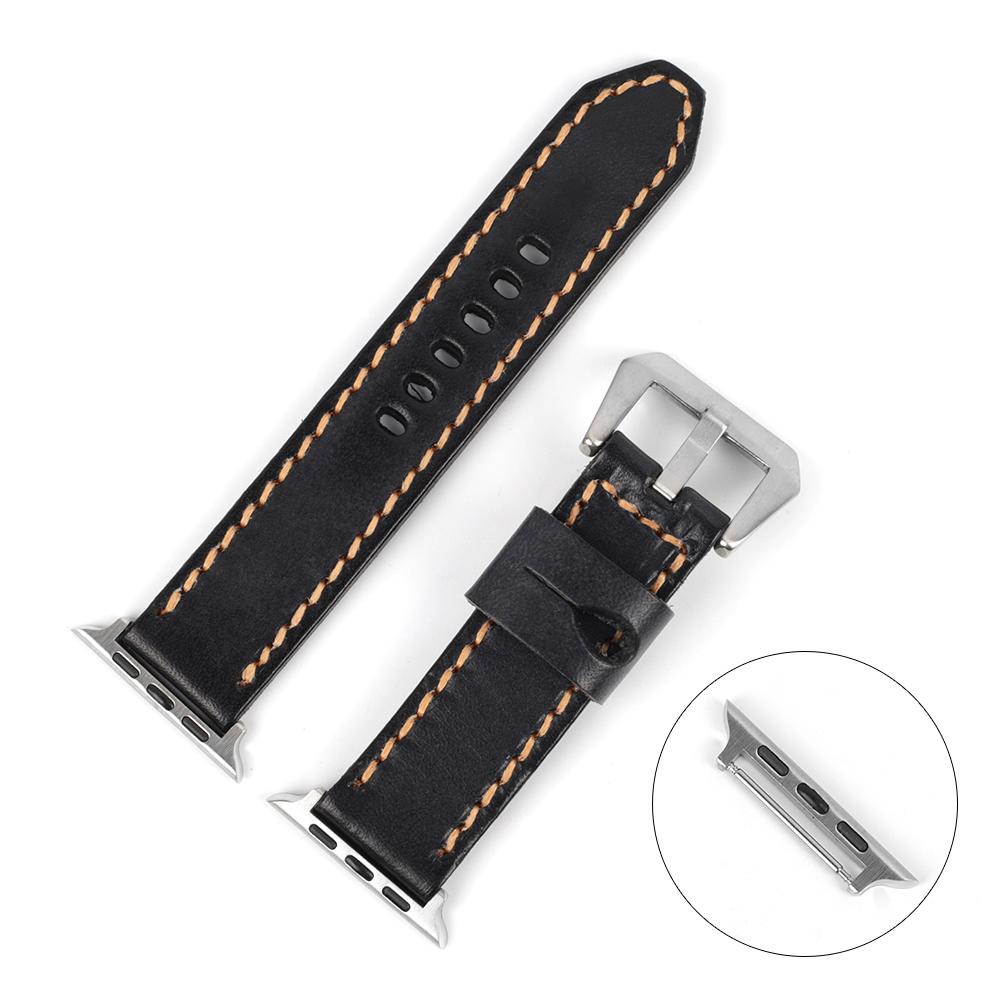 Vintage Leather Watch Band 44mm 40mm 42mm 38mm Black Tan Cowhide Watch Strap Replacement for Smartwatch Wrist Bracelet Watches