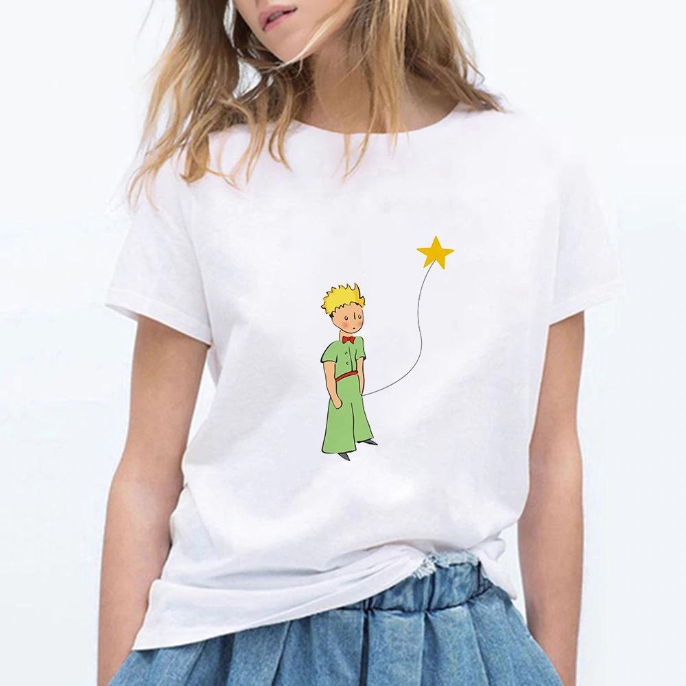 Little Prince White Print Women's Short Sleeve T-Shirt