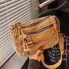 Retro Washed Denim Crossbody Bag for Women In Summer, Simple and Artistic Casual, Multi Pocket Single Shoulder Small Square Bag
