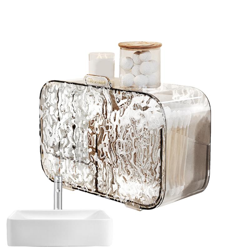 

Cotton Pad Holder No Drill Cotton Swab Shelf No Drill Vanity Storage Canister Holder 2 Compartments Cotton Swab Rack For Living золотий