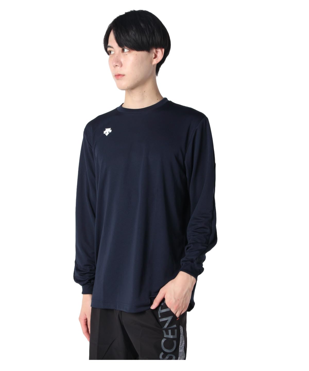 

Длинный рукав волейбольной толстовки Quick One NVY SS [DESCENTE] Рубашка, стандартная, впитывающая, высыхающая, точка, унисекс, мужская, женская, тёмно-синий