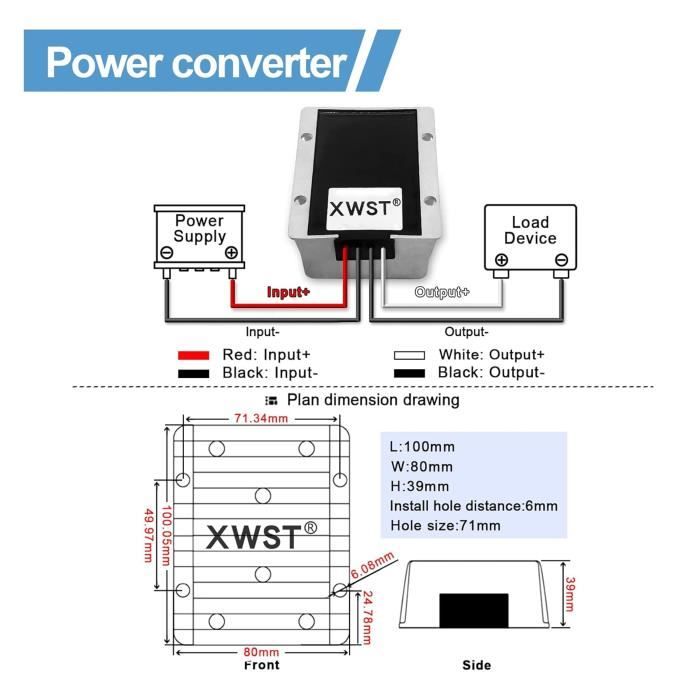 Convertisseur stabilisateur - xwst - cc12v 24v vers 24v - 30a - 720w - régulateur de tension