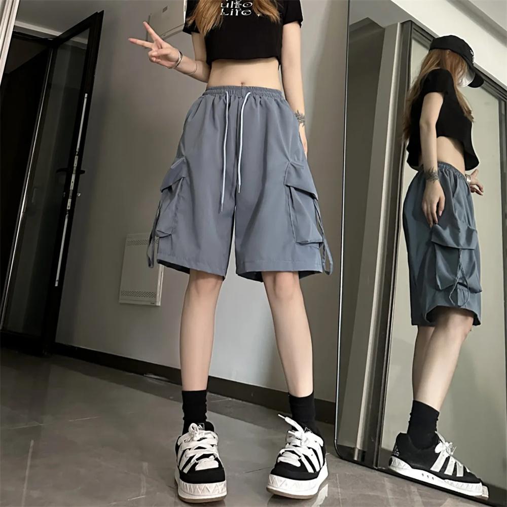 Summer Oversize Wide Leg Shorts Y2K Cargo Casual Shorts Women Harajuku Black Streetwear Fashion High Waist Baggy Short Pants