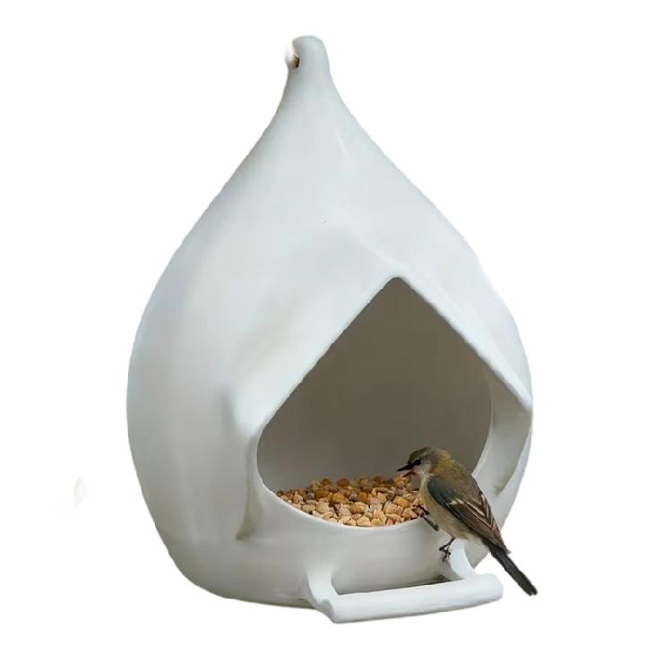 

Weatherproof Hanging Bird Feeder For Outdoor Space Large Capacity Feeding Station for Wild Bird Easy Observation Place белый