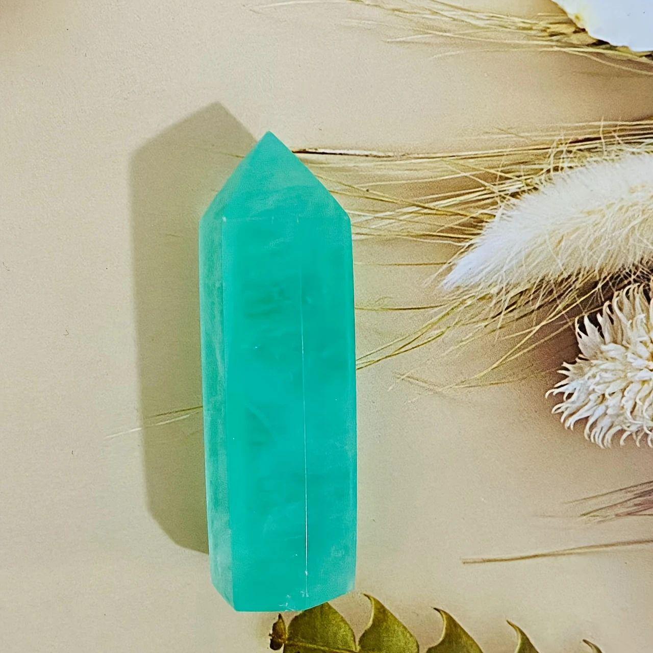 Башня из кристаллов флюорита и кварца - Полированный каменный столбик, украшение 4-5 cm