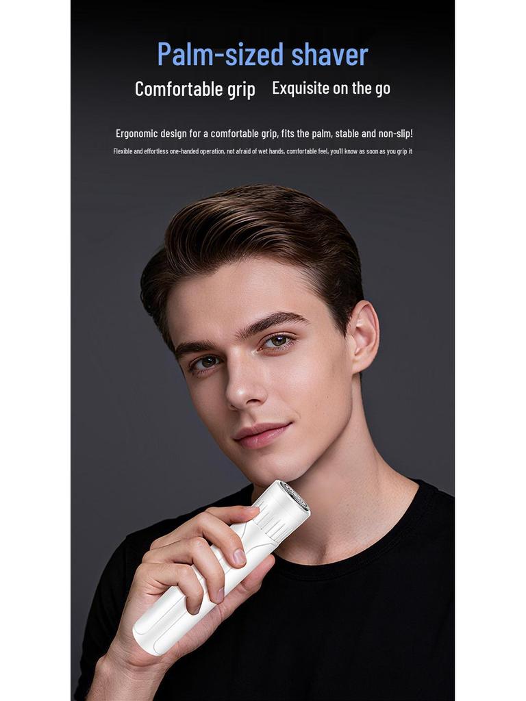 Men's Mini Portable Electric Shaver: Silent, Smart, Anti-Pinch Steel Razor for Travel