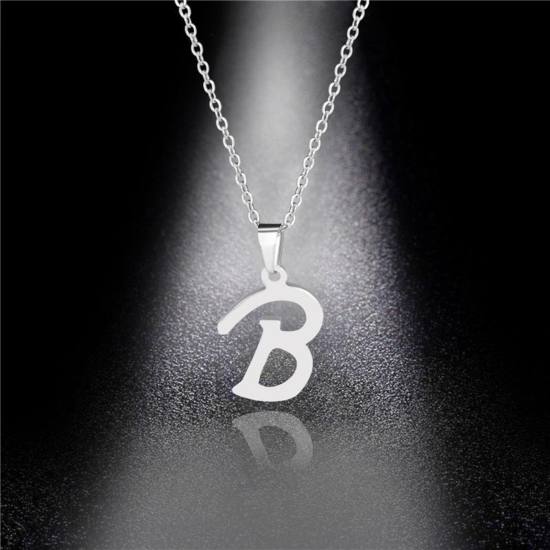 Simple English Letter Necklace Collarbone Chain Women Fashion Jewelry 26 Alphabet Pendant