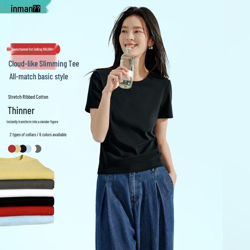 Однотонная женская футболка с коротким рукавом Inman M