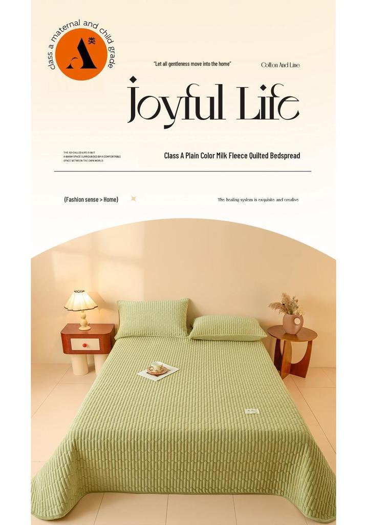 Class A Quilted Fleece Single Bed Cover – Thick, Non-Slip, Dustproof Tatami Bedding Cover