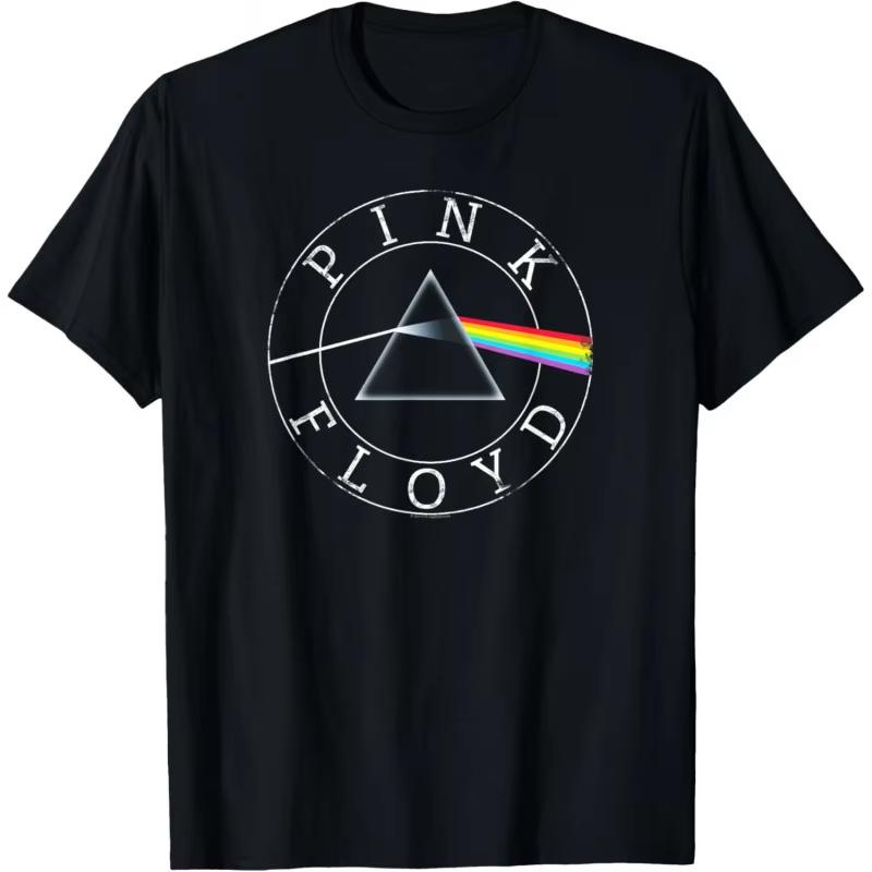 Pink Floyd Rockband Prisma Kreis Logo T-Shirt Reine Baumwolle Basic Lockere Passform Kurzarm Rundhalsausschnitt Druck Lässiges Oberteil für Jugendliche