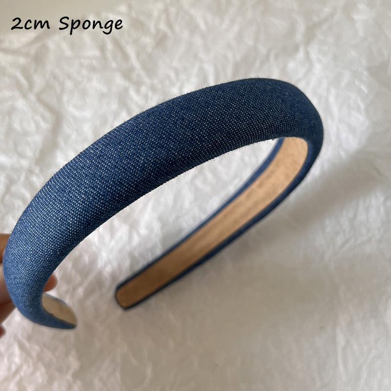 1.5/2/3cm Minimalist Women Girls Denim Sponge Padded Headbands for Ladies Daily Shopping Dress Up Head Hoop Accessories