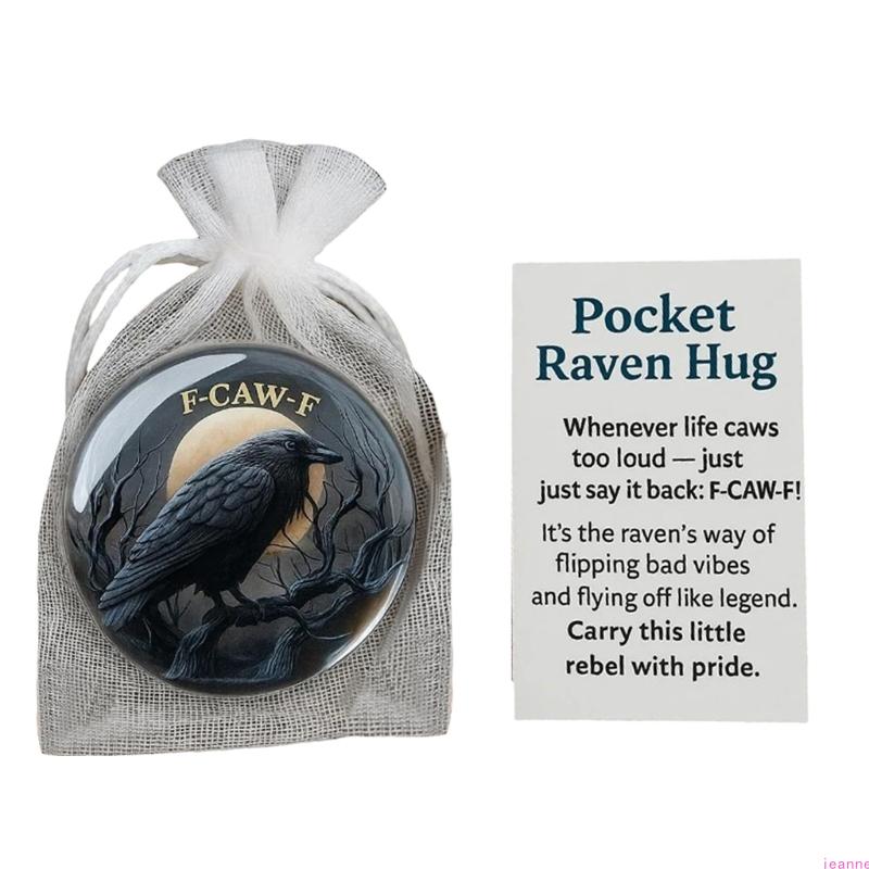 

Portable Pocket Crow Tokens For Positive Atmospheres Gothic Party Favors With Encouragement Cards And Organzas Bag