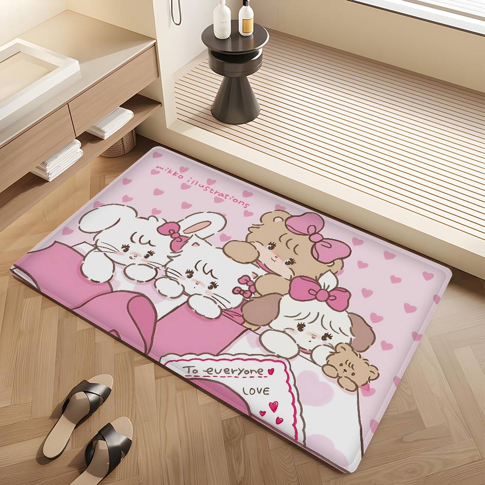 Cute Cartoon Mikko Cat Bathroom Mat Anti-slip Absorb Water Long Strip Cushion Bedroon Mat Hotel Decor Mat