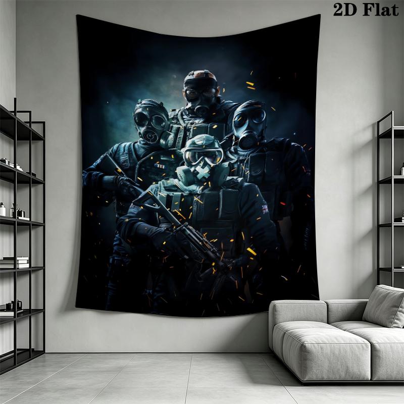 Tom Clancy's Rainbow Six Siege Wall Tapestry Aesthetic Wall Hanging Printed Fabric Blanket Decorative Tapestries for Bedroom Living Room Home Decor