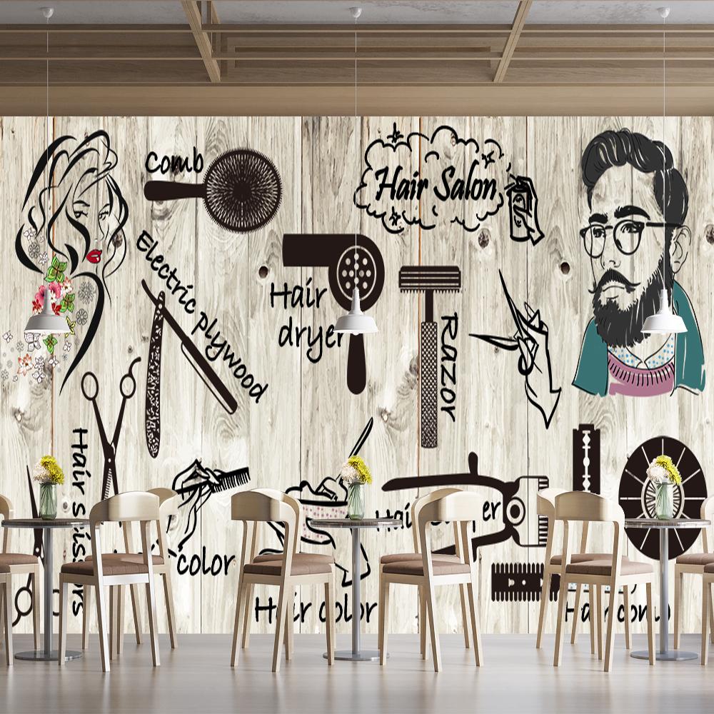 Barber Shop Wallpaper Hair Salon Mural Hairdressing Salon Beauty Salon Nail Shop Wallpaper