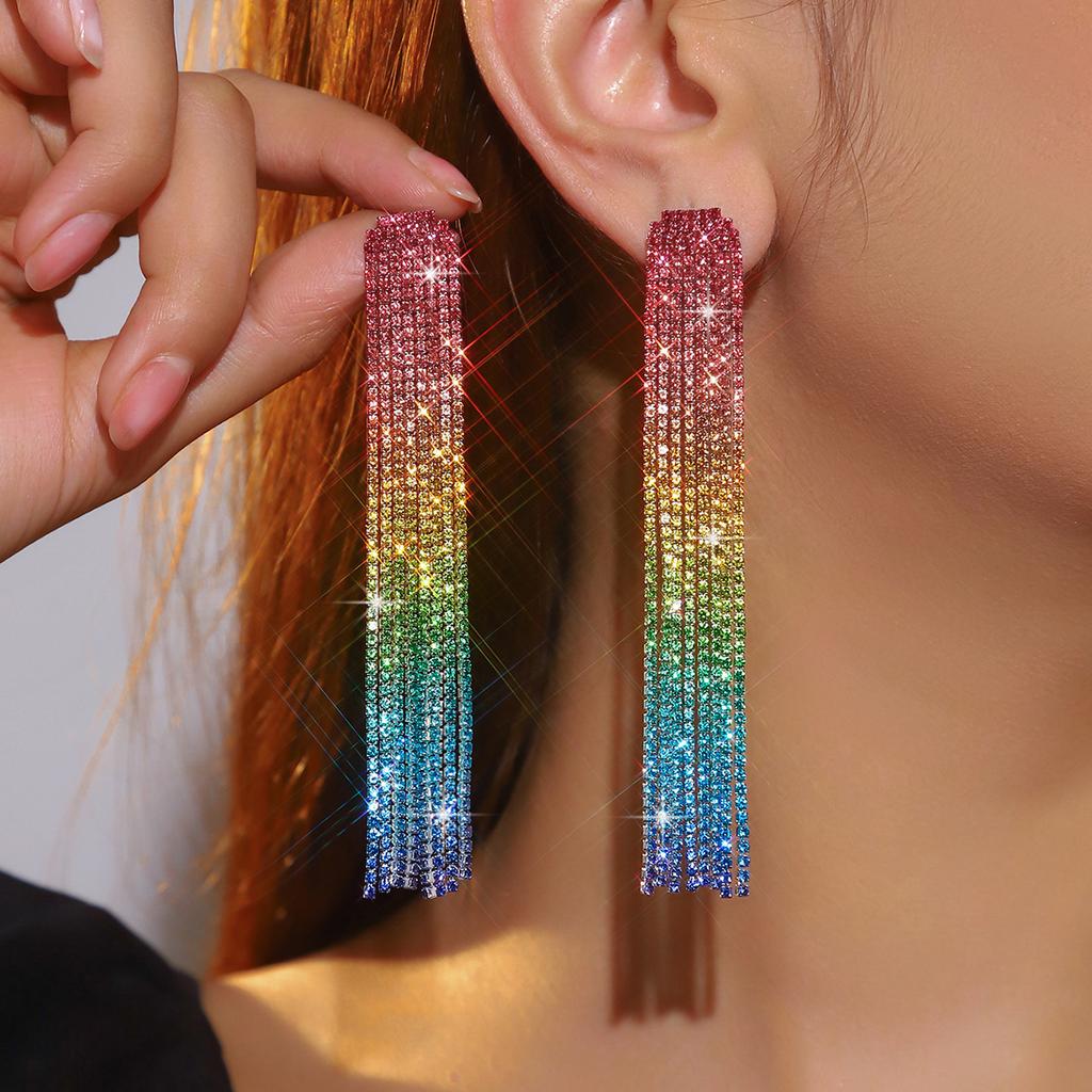 Premium Full Diamond Long Fringed Earrings