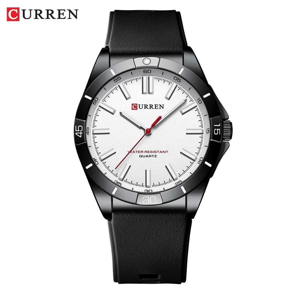 Curren 8449 Men's Quartz Watch with Rubber Strap, Large Luminous Dial, Waterproof, for Students