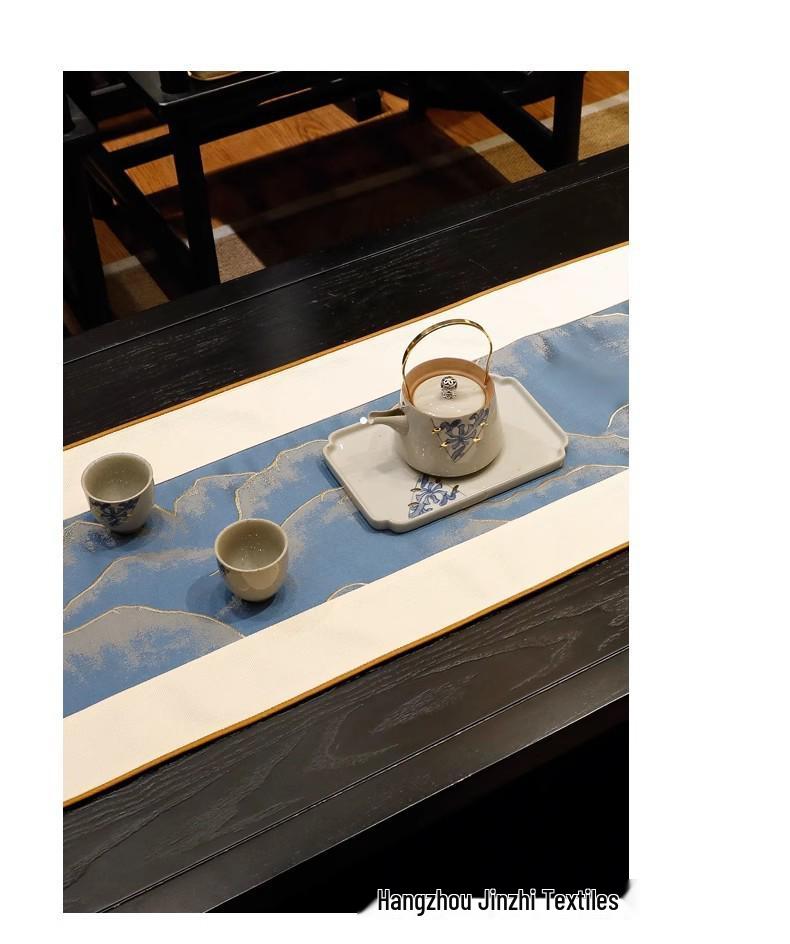 Modern Zen Chinese Tea Table Runner - Long Strip Dining Tablecloth