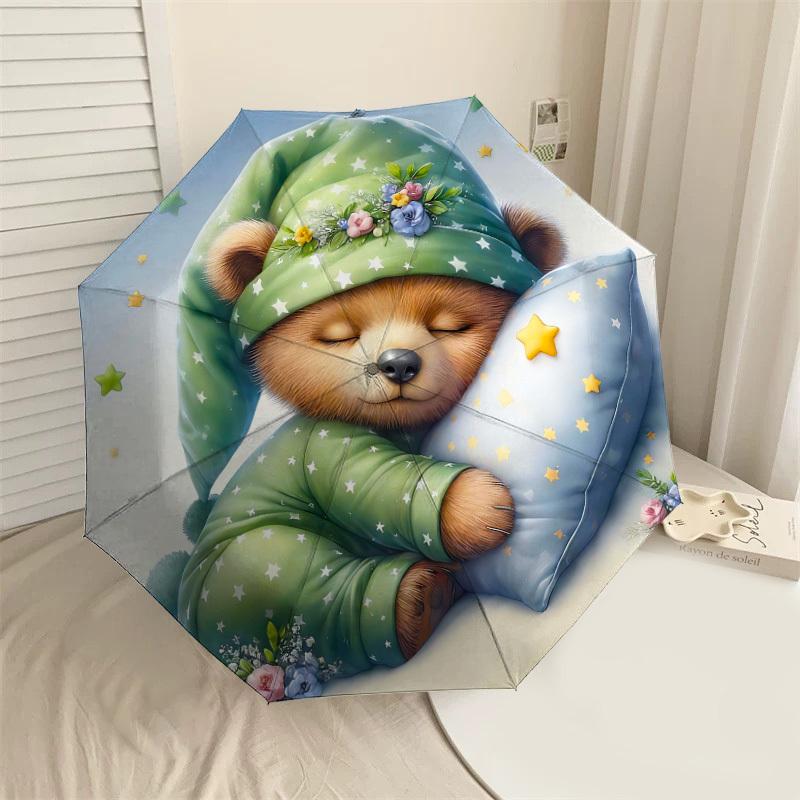 

1PC Bear Pillow Umbrella-8-Rib Reinforced Portable Folding Travel Suitable for All Seasons Outdoor Daily Use-H0413