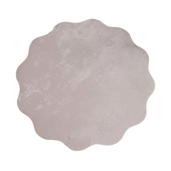 Round Wavy Flower Placemat, Waterproof Oil-Proof Placemat, Artificial Leather Heat Insulation Table Mat Coaster for Dining Table Decor S