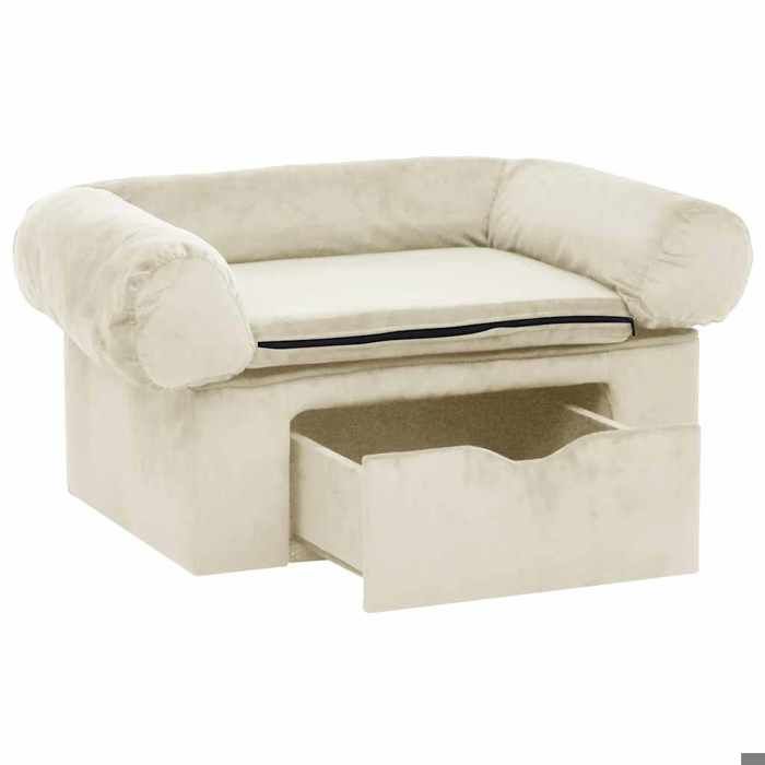 VidaXL Canapé pour Chien avec Tiroir Crème 75x50x38 cm Peluche Sofa Animaux 171082