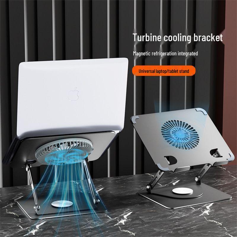 360° Rotating Laptop Stand with Detachable RGB Fan and Cooling Support