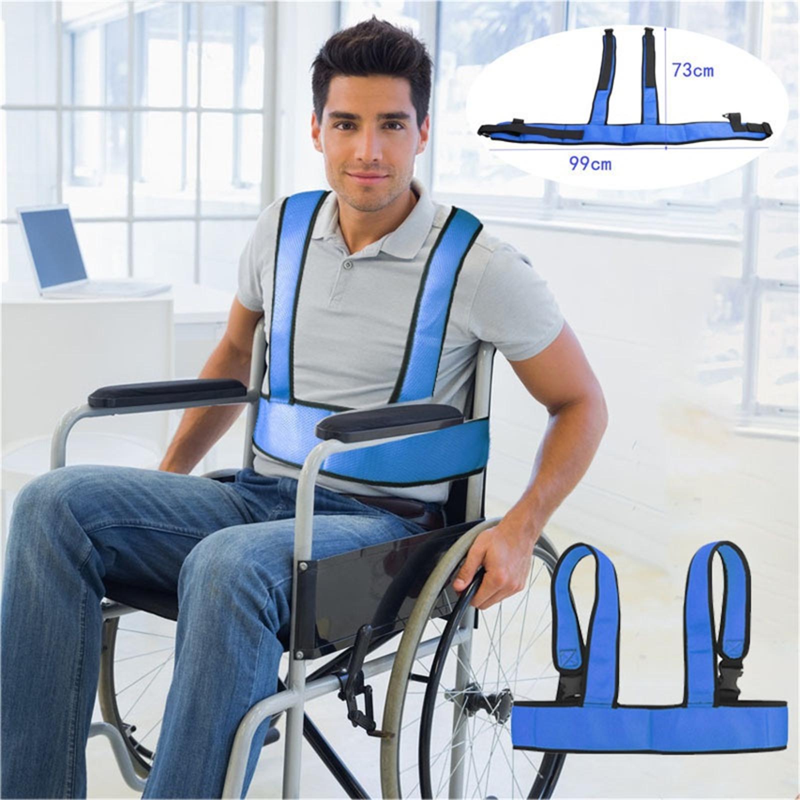 -Drop Wheelchair Safety Belt, Adjustable Elderly Care Assistance Belt, Breathable - Seat Belt One Size синий