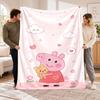 Flannel Fleece Blanket with Peppa Pig Design, Soft Lightweight Throw for Bed Sofa Travel