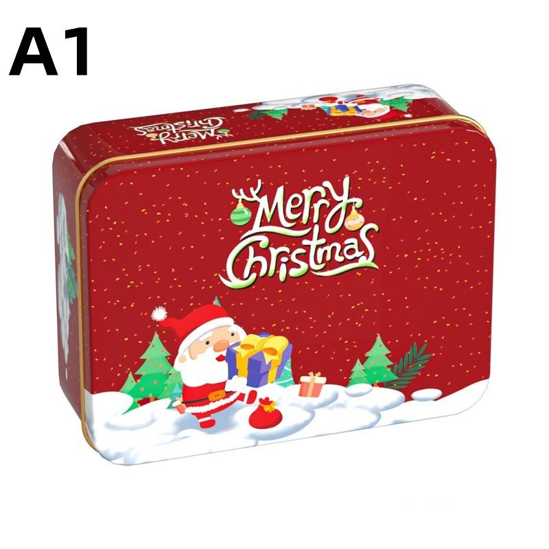 Christmas Tinplate Candy Tin Can Metal Box Cartoon Elk Santa Claus Letter Printed Xmas Candy Cookie Tea Storage Gift Case