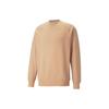 Puma Solid Color Crew Neck Pullover Knit Sweatshirt Unisex Sweatshirt Desert-Yellow 537965-89