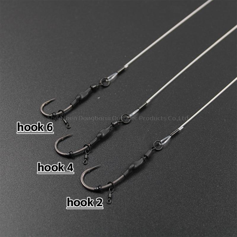 6pcs Carp Fishing Rig Kit Combi Spinner Rig With Bait Folss Fine Latch Needle Floss Cap Hook 2 4 6 PTFE Coated Micro Barb Curve Shank Carp Hooks