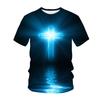 Summer Round Neck 3D Christ Jesus Print Top Fashionable Casual Short Sleeved Men's T-shirts