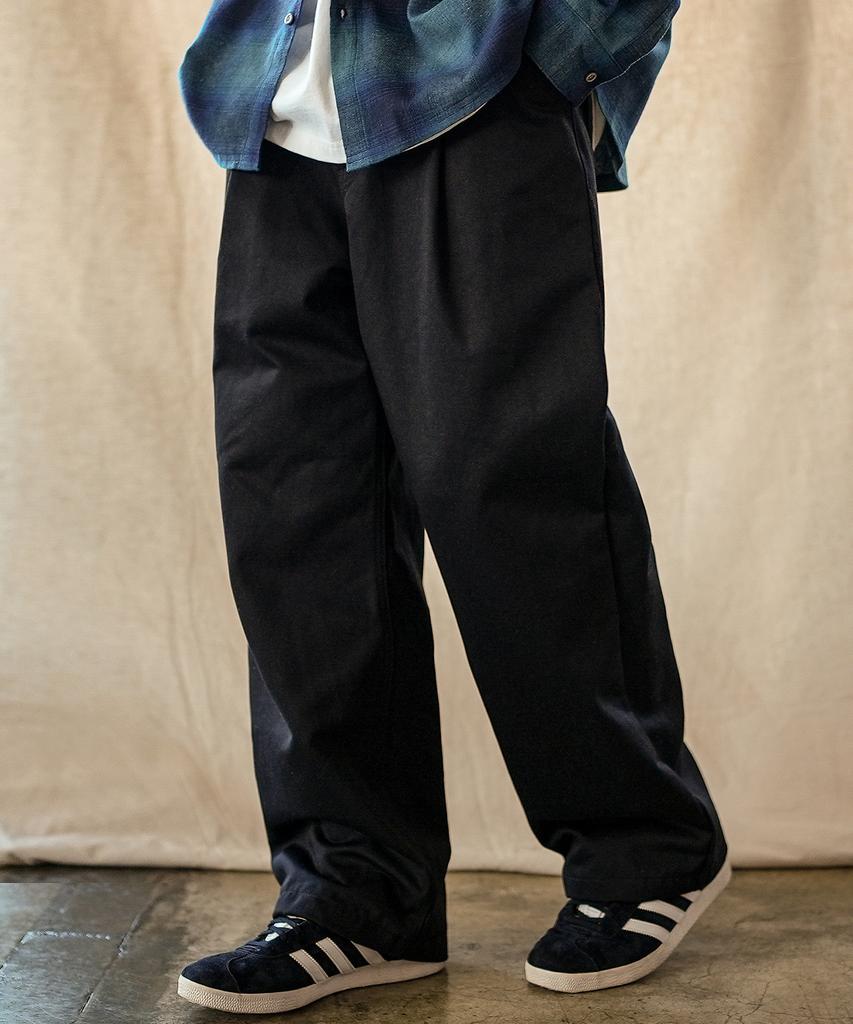 JEMUT Deck One-Pleat Cp Wide Pants Black Solp2602