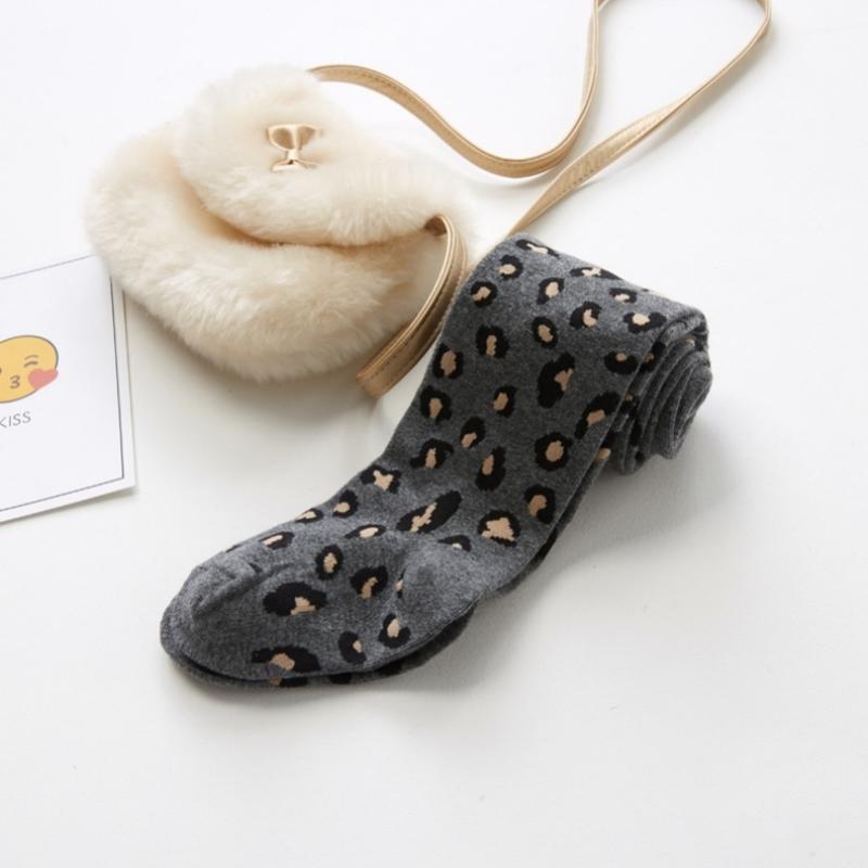 

детские колготки с леопардовым принтом для девочек, новые весенне-осенние детские колготки из хлопка для девочек, чулки для малышей, детские колготки M темно серый