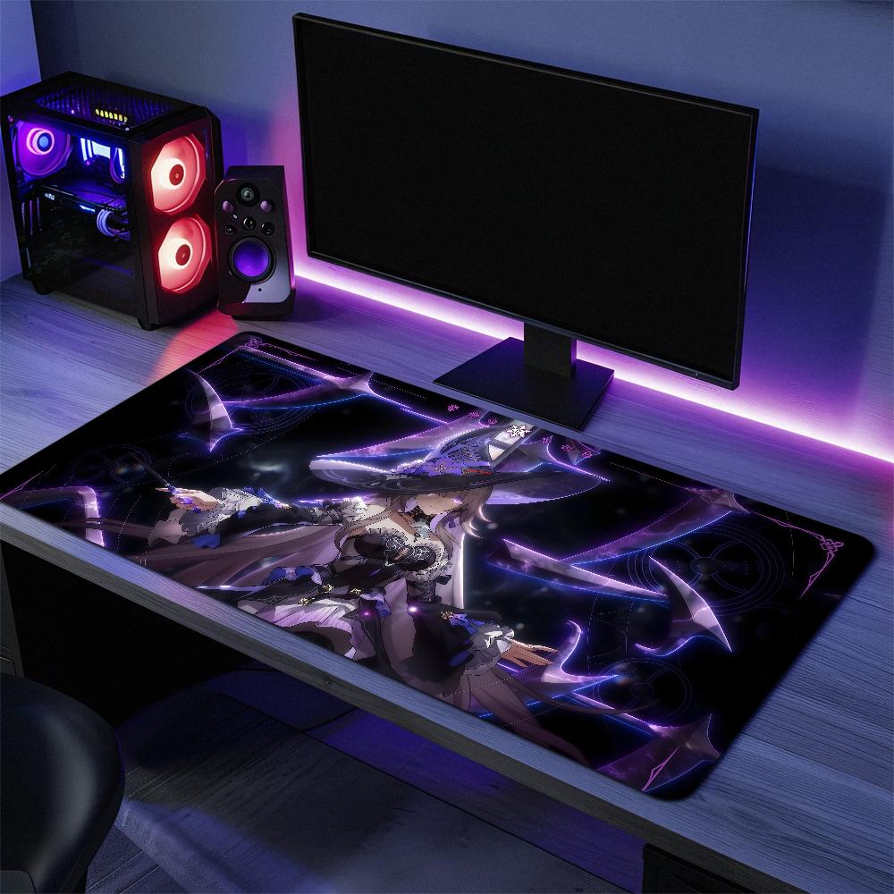 The Herta Game Honkai Star Rail Mouse Pad Large Desk Mat Keyboard Ergonomic Office Rubber PC Non-slip Anti-fray Home Custom