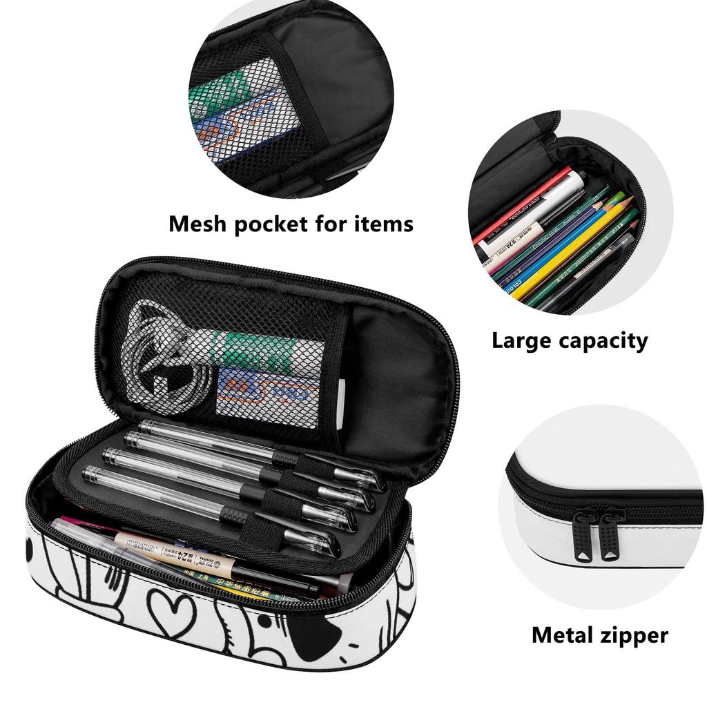 Pencil Case Zipper Closure Roomy Interior 300D Polyester with Mesh Pocket Removable Divider and Pen Slots for Boys Girls