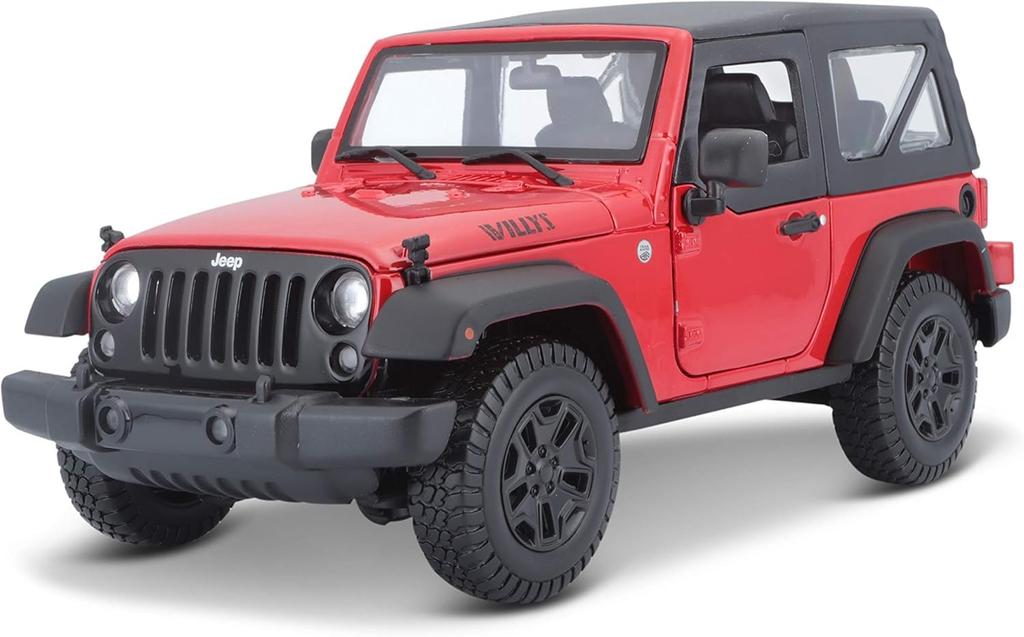 Maisto 2014 Jeep Wrangler Red 1/18 Scale Special Edition Model with Display Base, Opening Doors, Hood, and Rear Hatch, and Working Suspension