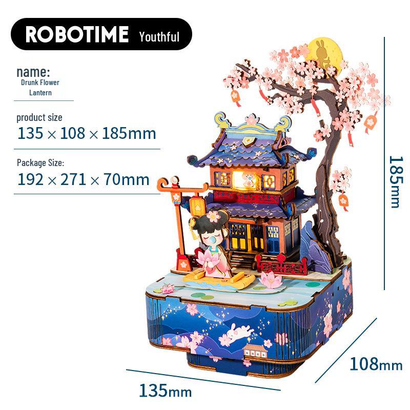 

Ruotai Винтажная музыкальная шкатулка DIY 3D-пазл - Креативная детская игрушка и подарок на день рождения