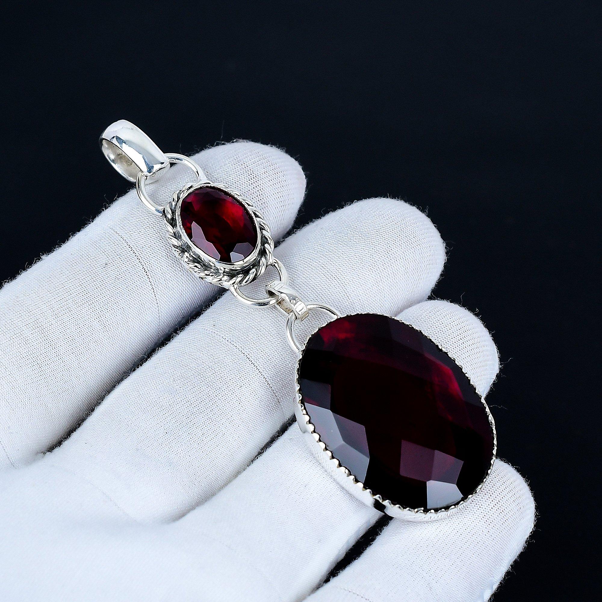 

Кулон с красным гранатом, Ювелирные изделия ручной работы из стерлингового серебра 925 пробы, Серебряный кулон с красным гранатом, Украшения для вечеринок для женщин, Подарок на Новый год 8 Cm красный