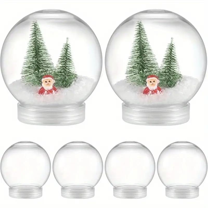 Multi-Use Clear Plastic Water Globes DIY Craft Props Empty Snow Globes with Screw off Cap for Snow Globe Making