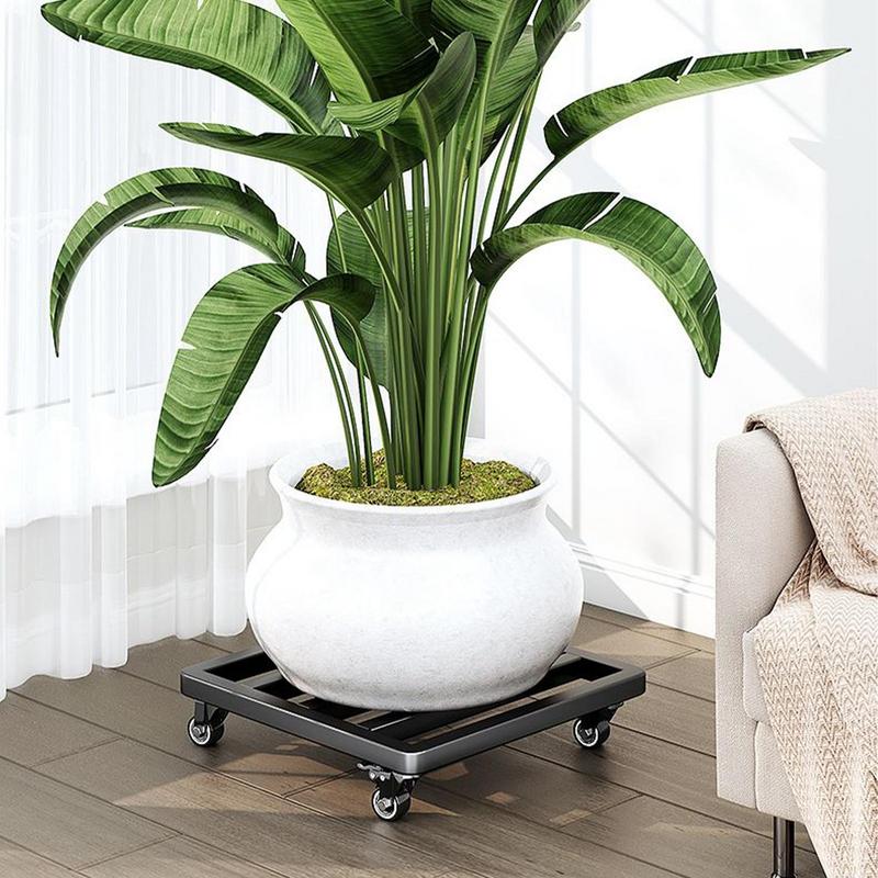 Universal Flower Pot Wheels Square Metal Tray Heavy Duty Flower Pot Rack Plant Movable Rolling Potted Plant Stand With Rollers