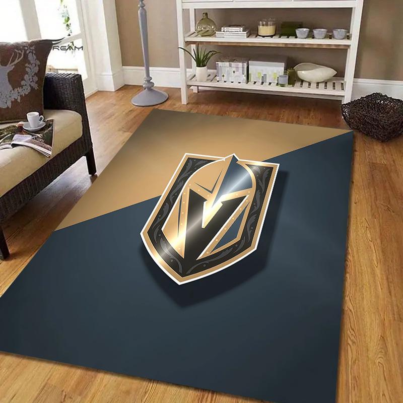 Vegas Golden Knights2 Flannel Pattern Square Carpet,Area Rug,Carpet Rug for Living Room Bedroom Sofa Playroom Decor,Non-slip Floor Mat