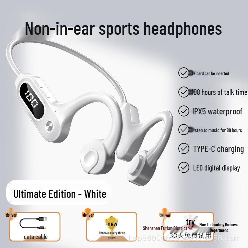 Universal Waterproof Bone Conduction Bluetooth Earphones: Over-Ear, Painless, Sweatproof, for Business and Running