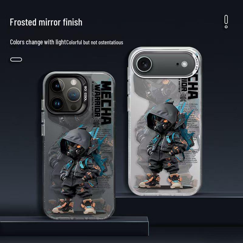 Silver Mecha Boy Phone Case for Apple 17/16/15 Pro, 14 Pro Max, 13/12