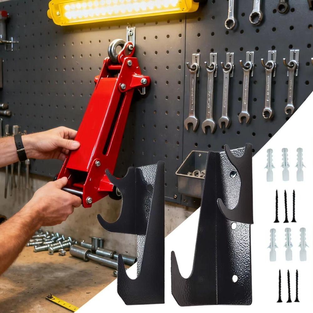 2pcs Double Hook Design Wall Mount Bracket Universal Bracket Hydraulic Jack Stand Organization