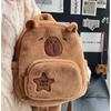 1 Stück Capybara-Plüsch-Rucksack, süße Kunstfelltasche mit Cartoon-Tiermuster und festen Schultergurten, lässige Damentasche mit einfarbigem Reißverschluss