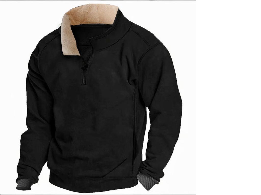 European & American Slim Fit Stand Collar Zipper Pullover for Men's Autumn & Winter Casual Wear