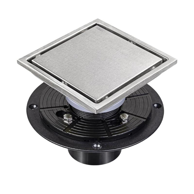 Современный квадратный напольный слив для ванной комнаты 4 дюйма Напольный слив Современный квадратный душевой слив 4 дюйма Быстрая установка 6 inches серебряный